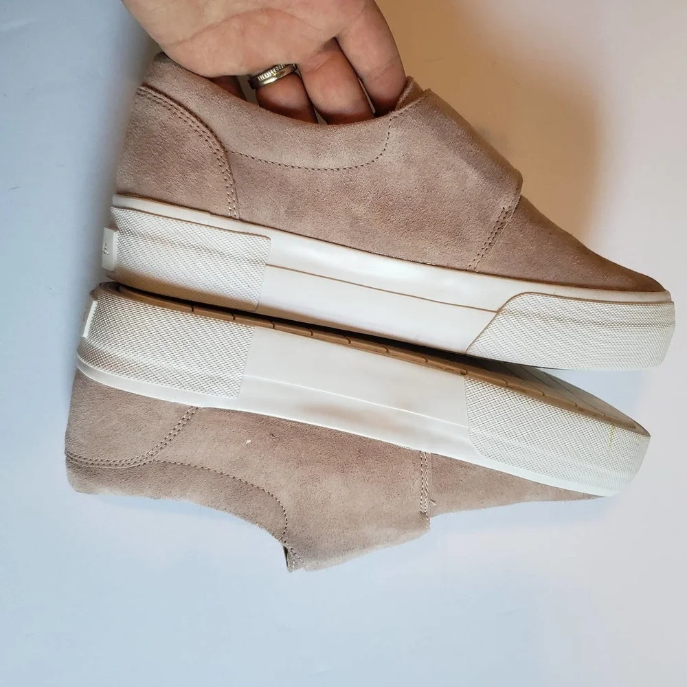 Vince Cage Suede Platform Sneakers 7.5 Blush Pink Hook &‎ Loop